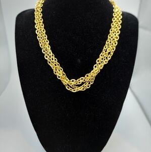 Vintage Matted Goldtone 4 Strand Necklace w/ hook clasp.
